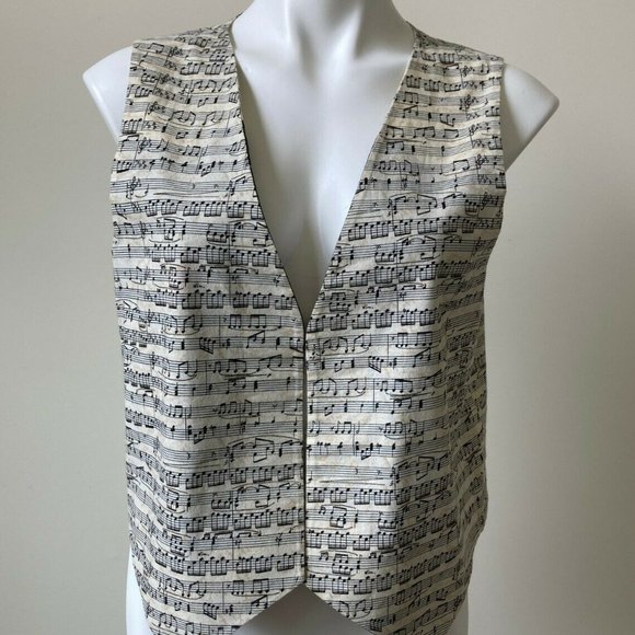 Novelty Musical Notes Vest Music Teacher Piano Amazing Grace Song Floral Roses - Picture 10 of 12
